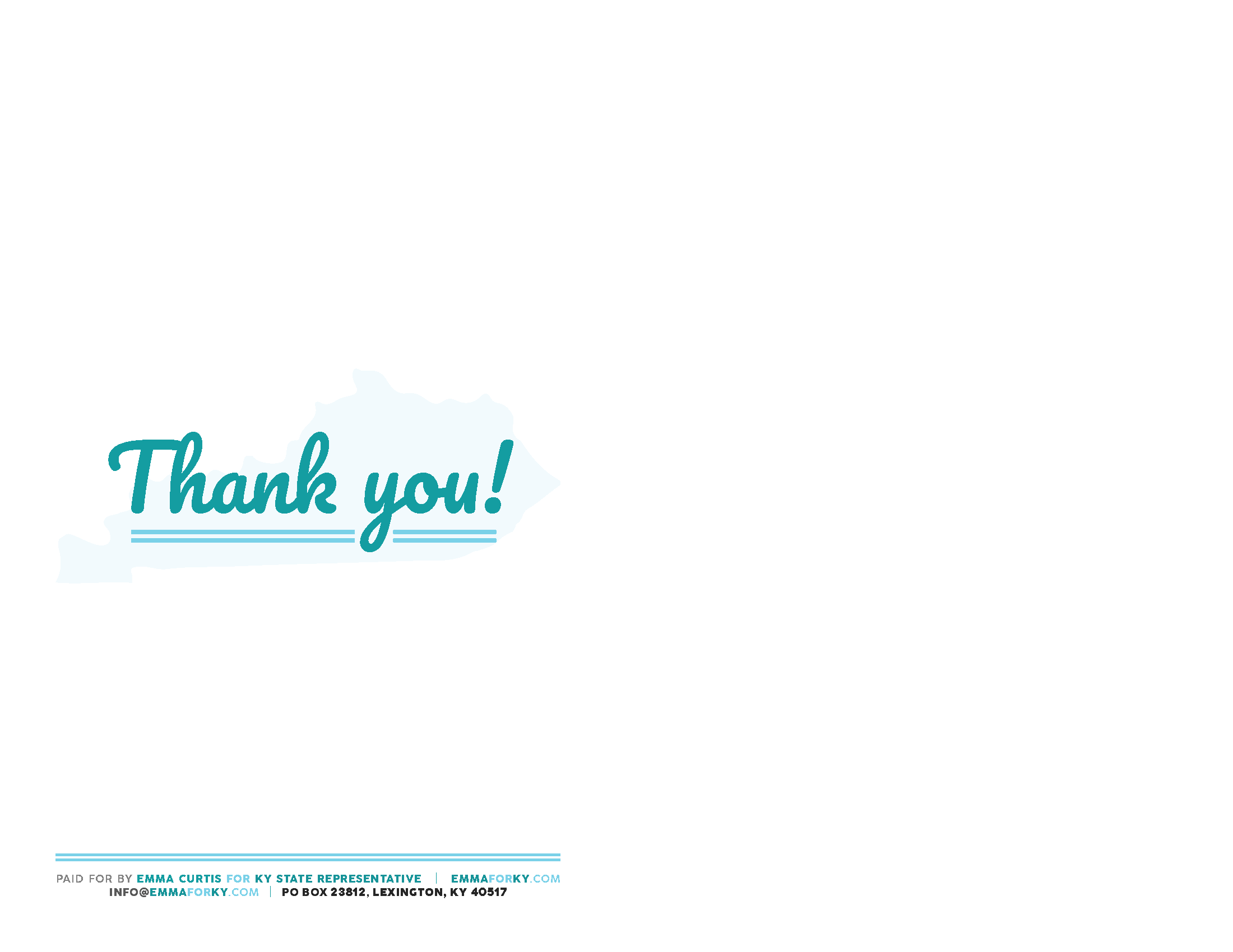 Emma Curtis for KY — thank-you card inside