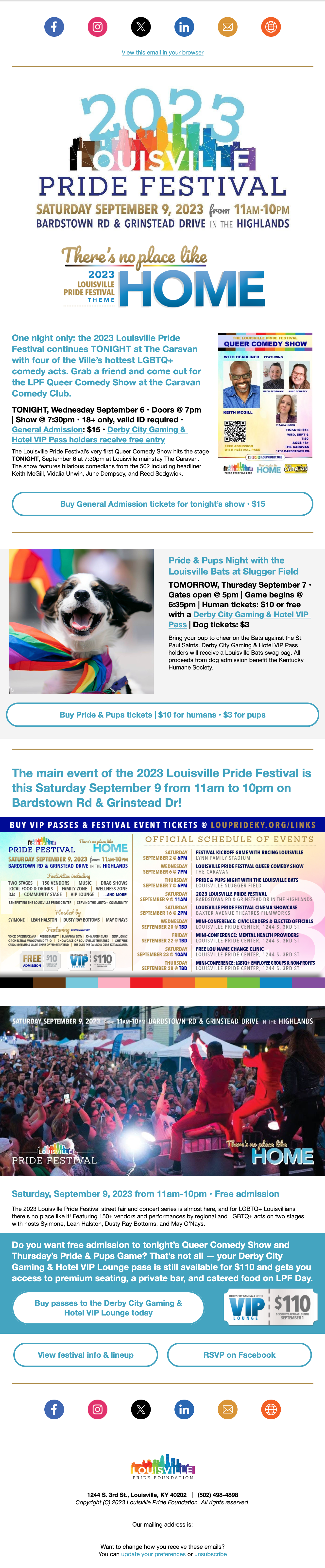 2023 Louisville Pride Festival — email newsletter