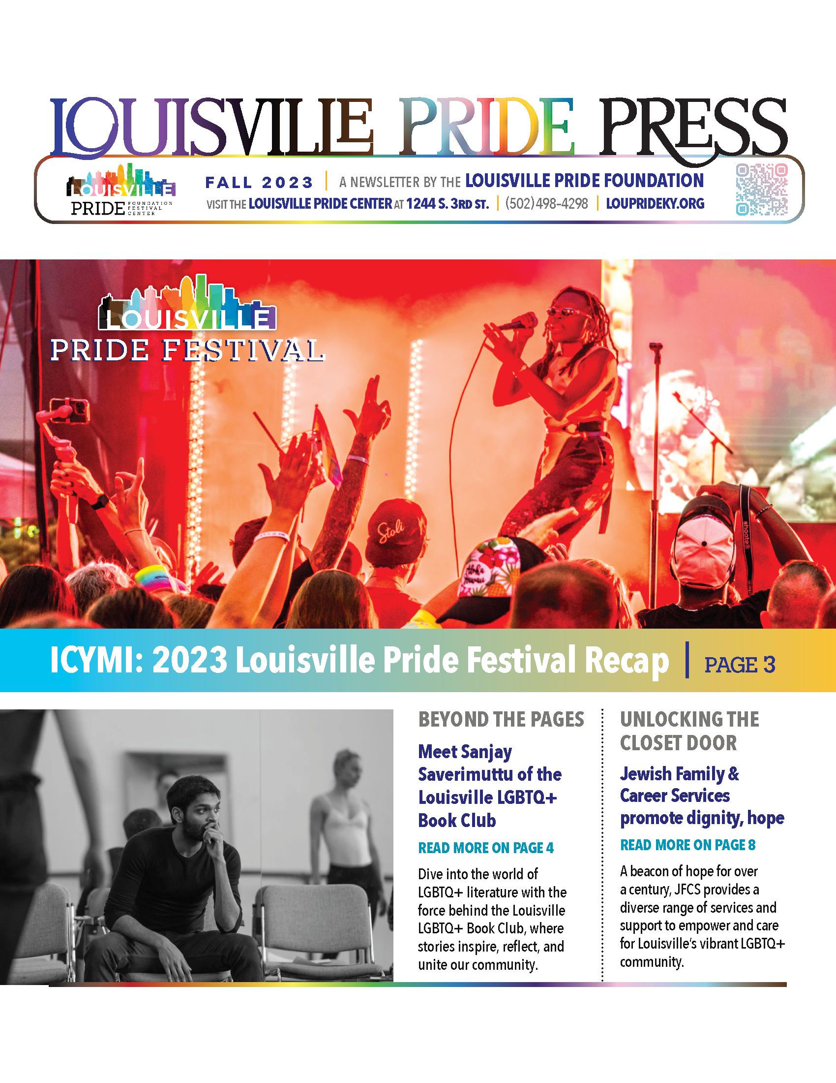 Fall 2023 newsletter — page 1 (cover)