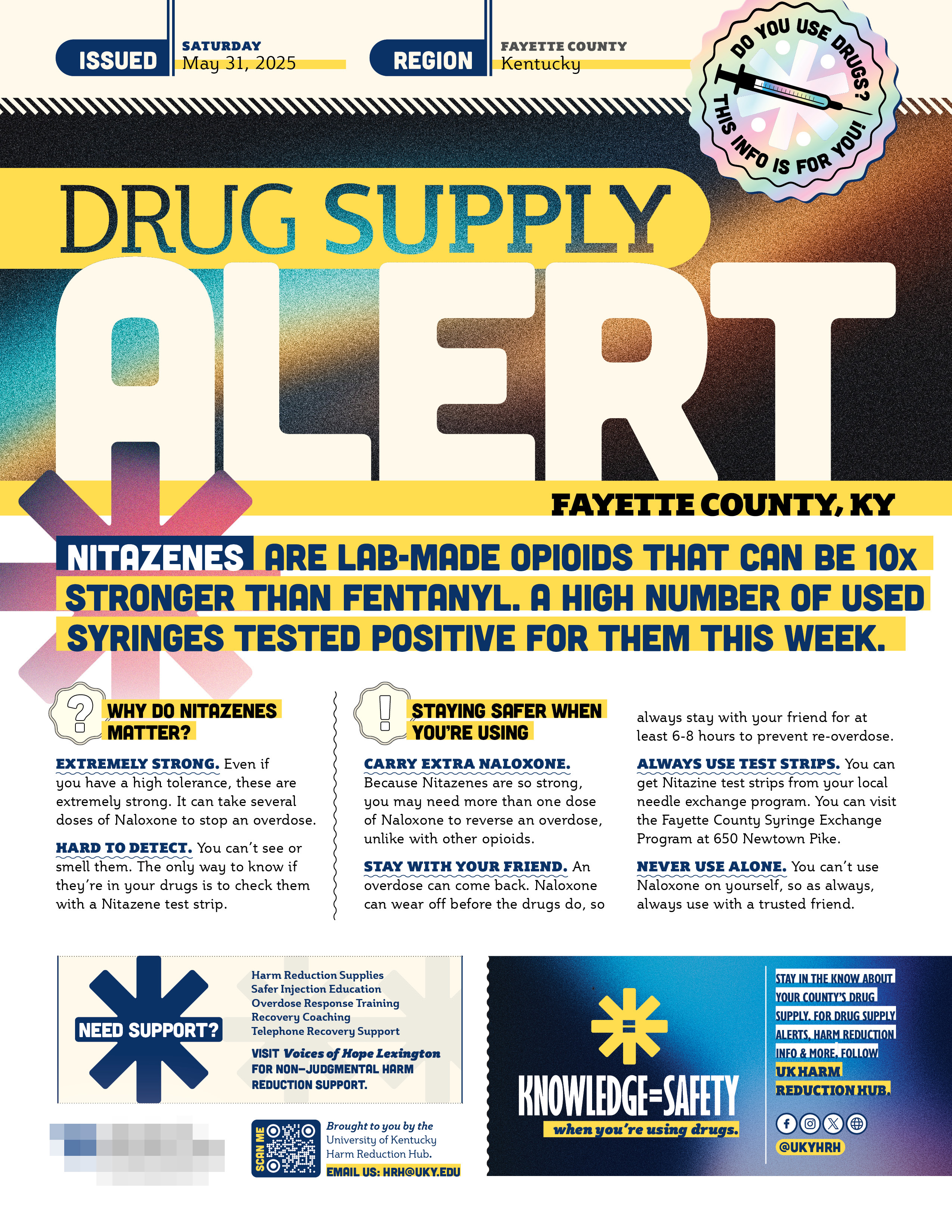 UK Harm Reduction Hub — Drug Supply Alert flyer template