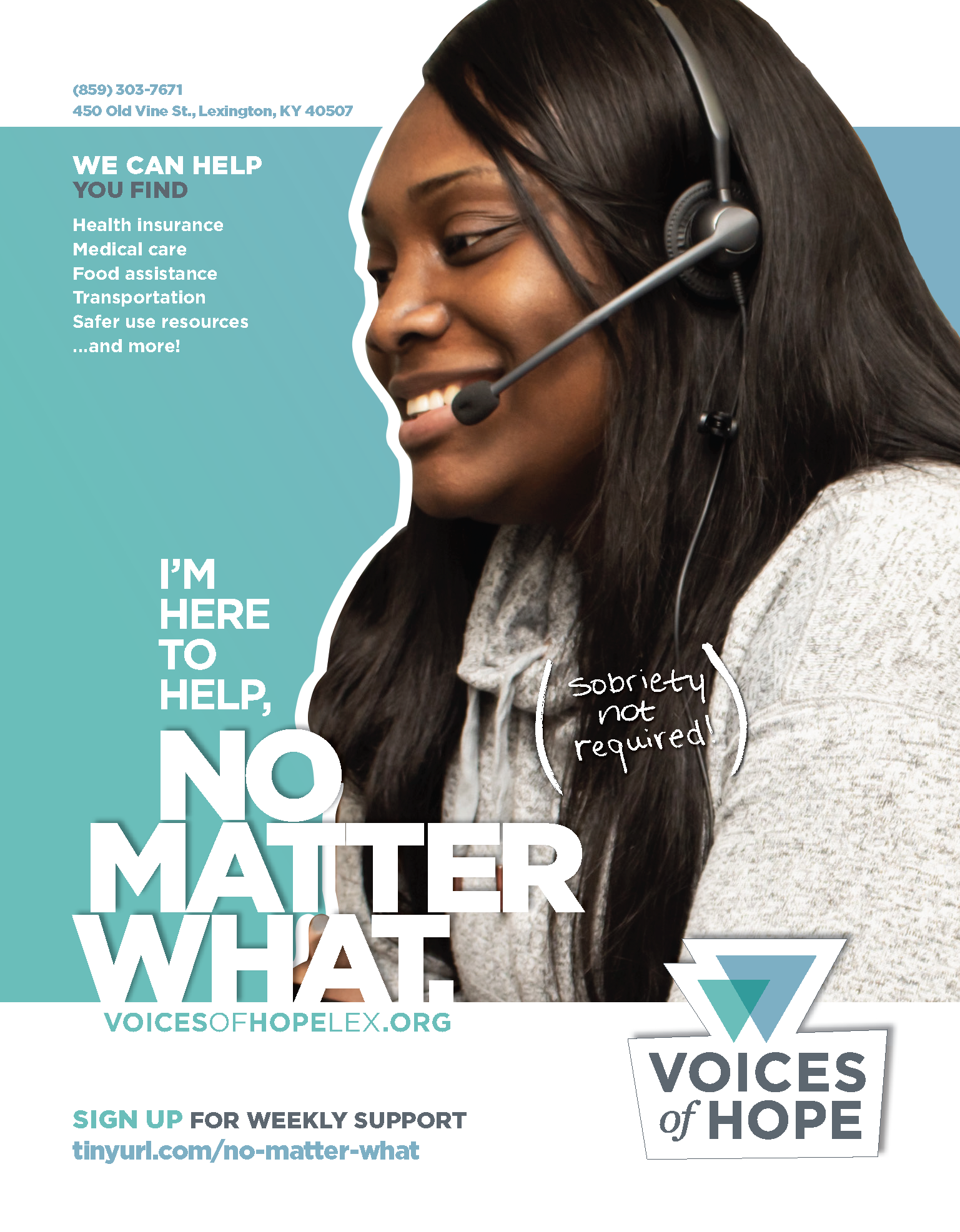 Voices of Hope — No Matter What campaign flyer